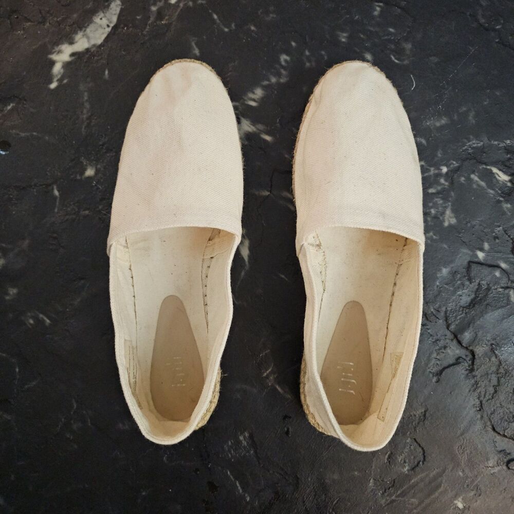 J. Jill Women's Ivory Canvas Espadrille Slip On Flats EU 39 US 9 Casual Shoes